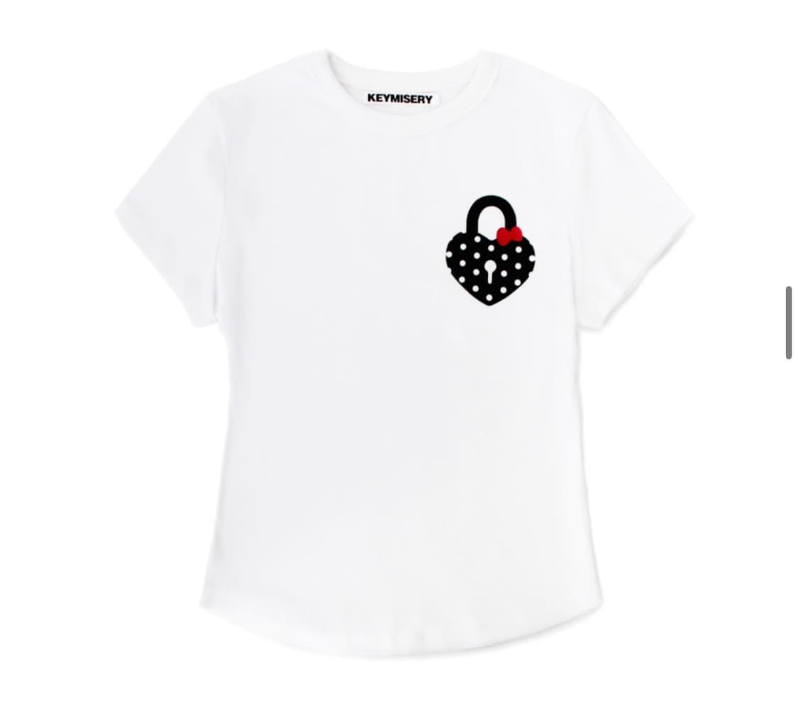 하트락 도트 크롭 티셔츠 (화이트) 상품이미지1