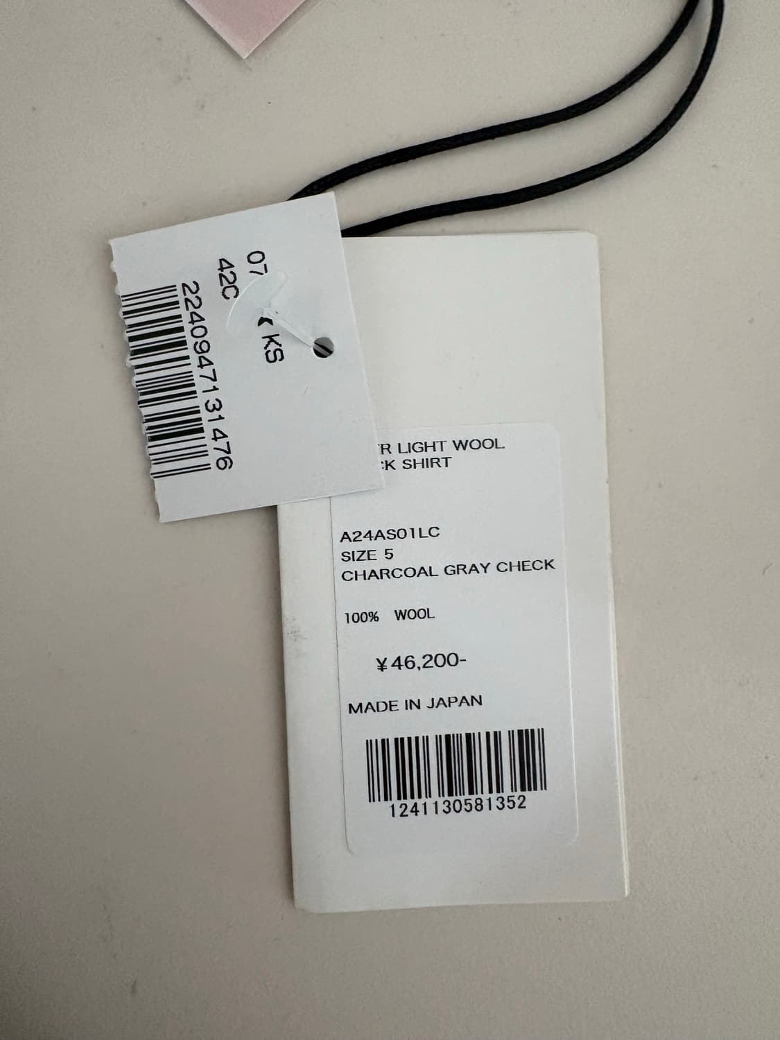 [5]24aw 오라리 울 체크셔츠 차콜 팝니다 상품이미지4