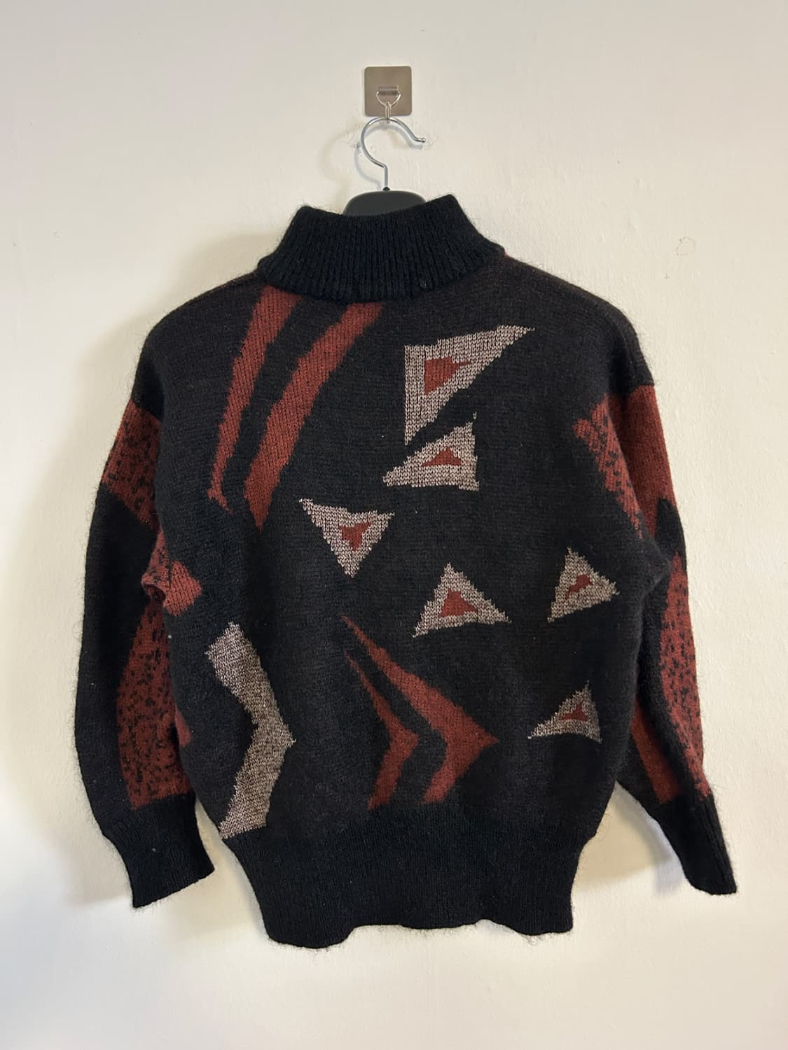 T179 90s Junko Koshino 하이넥 자카드 니트 스웨터 M 상품이미지2