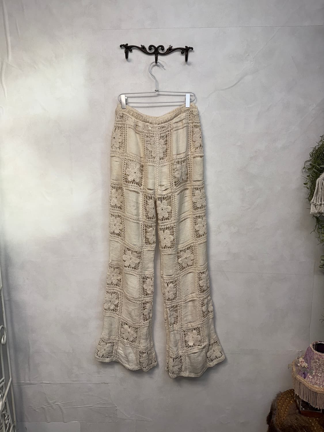 Ivory bohemian flower crochet pants 상품이미지4