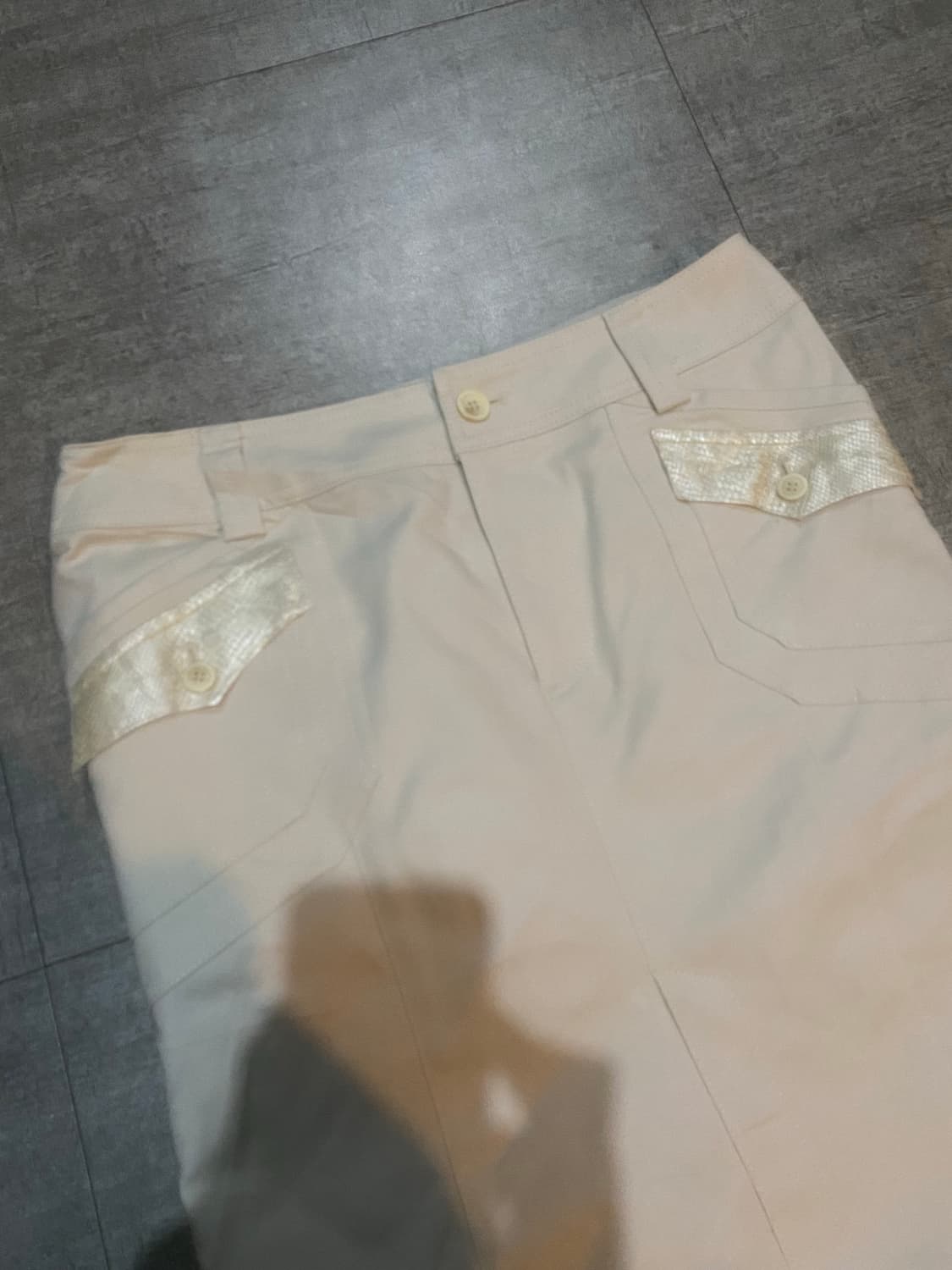 일본빈티지 Mlle 핀터깔y2k 보헤미안 뱀가죽포켓 미디스커트 상품이미지2