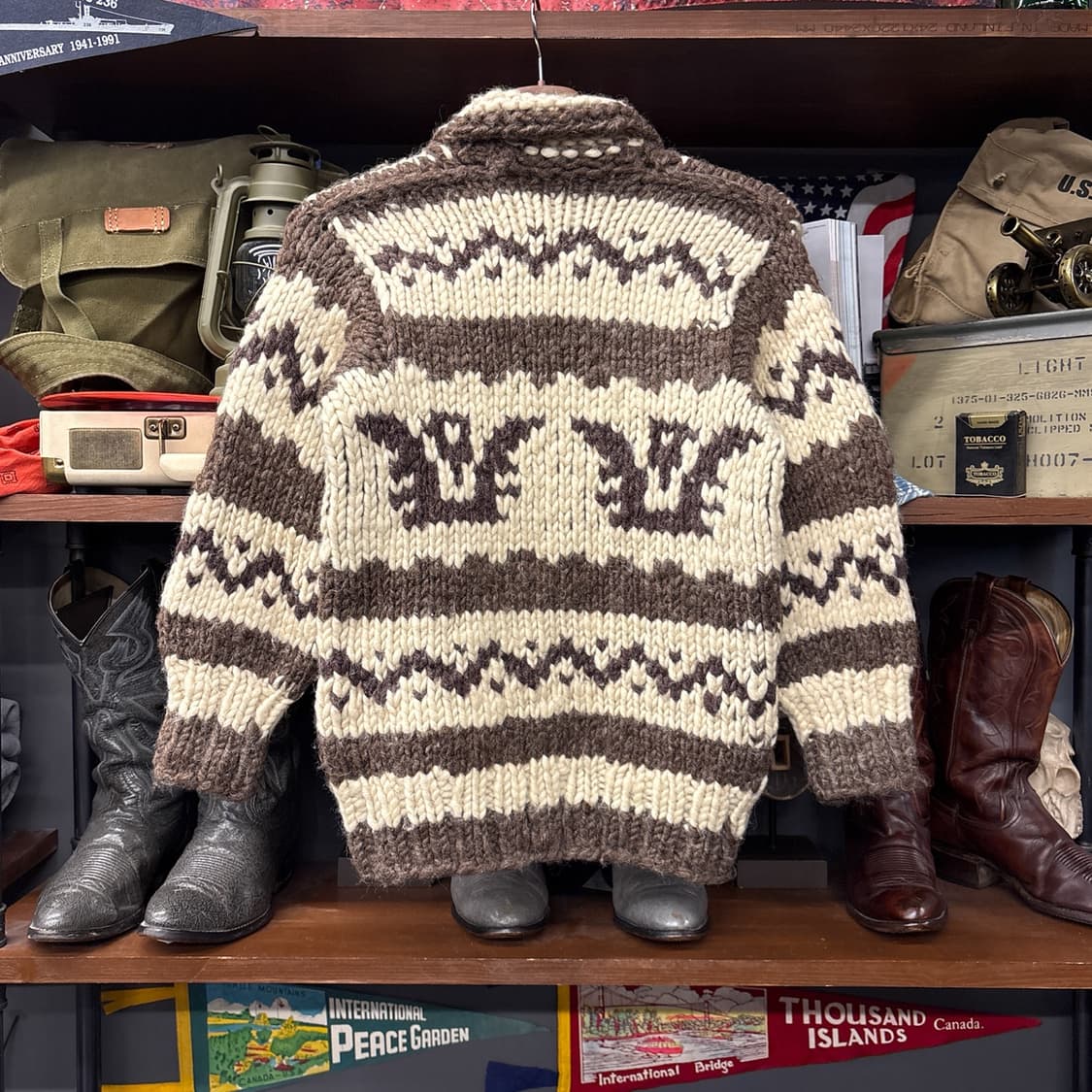 80s Talon 지퍼 썬더버드 패턴 네이티브 코위찬 스웨터 N102 상품이미지2