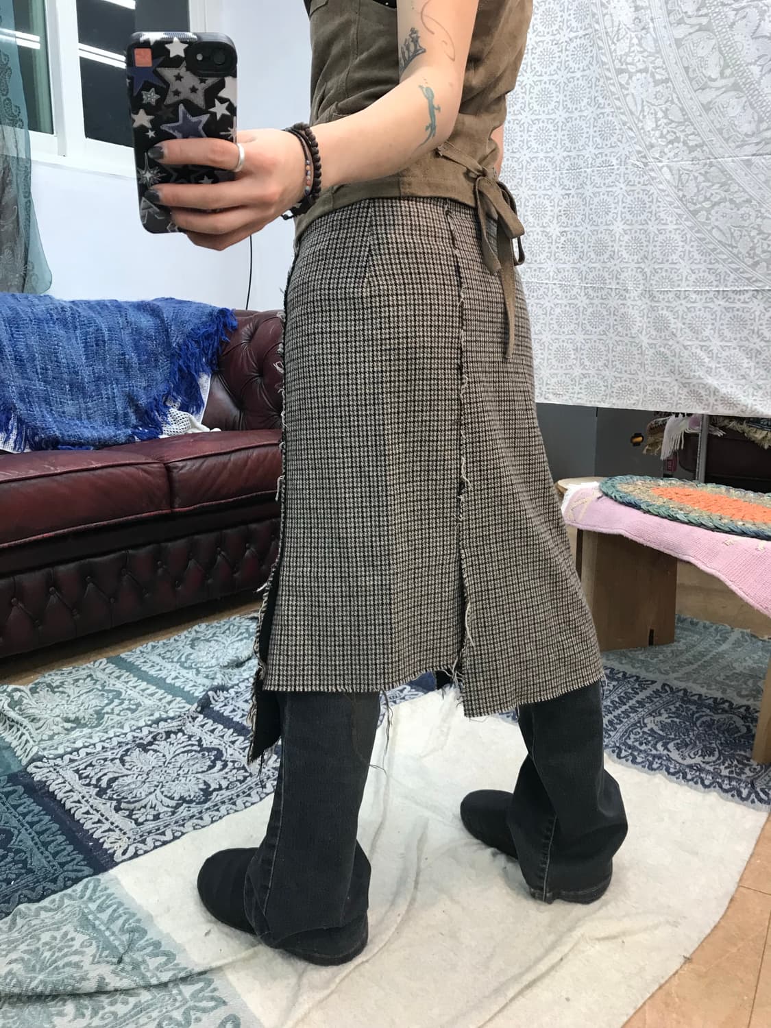 MERRYGOROUND 여성 모직 절개 체크 스커트  상품이미지2