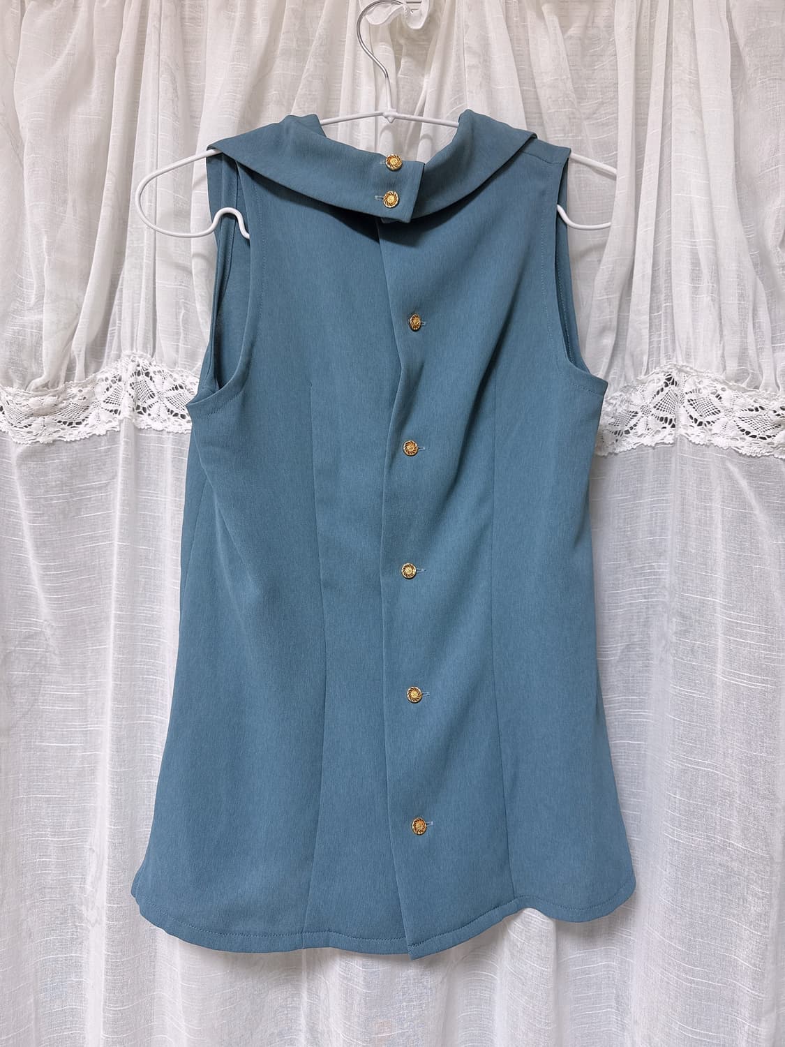 Oree 오르에 빈티지 골드버튼 투웨이 슬리브리스 블라우스 vintage 상품이미지2