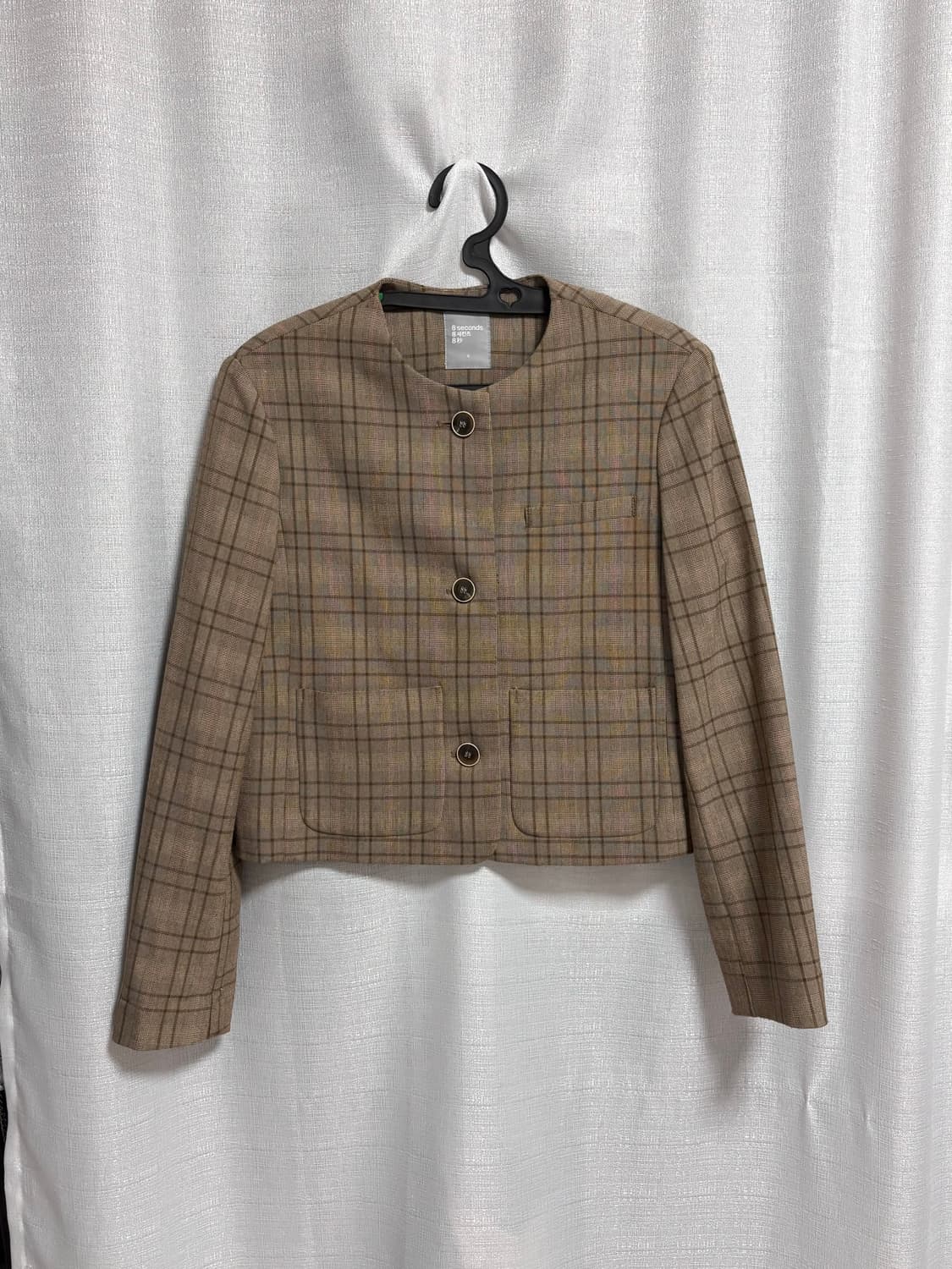 에잇세컨즈 노카라체크크롭자켓 상품이미지2