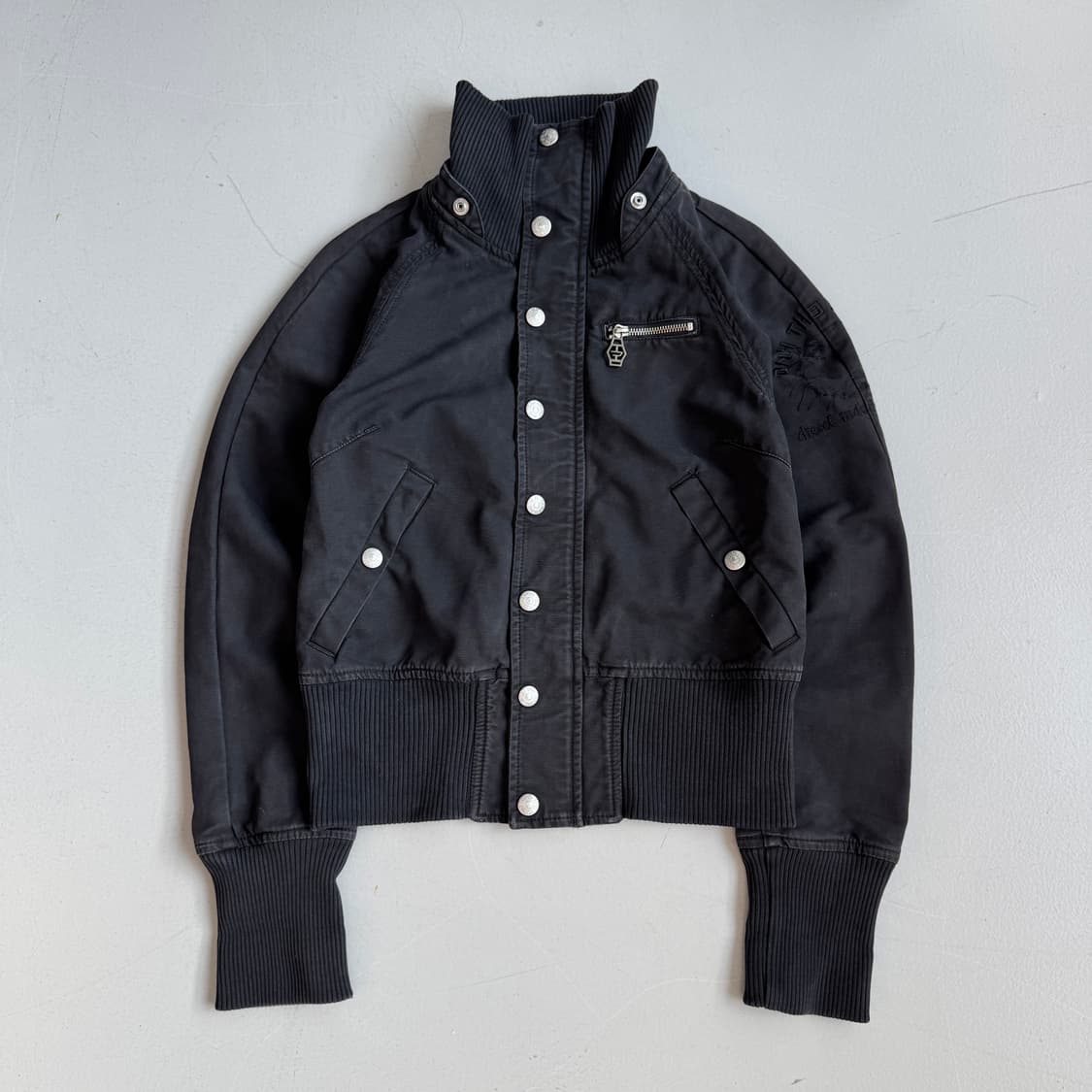 디젤 하이넥 Y2K 크롭 코튼 집업 자켓 상품이미지2