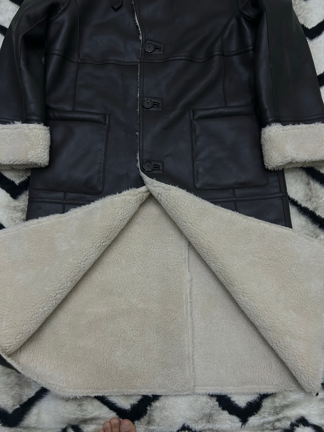 [3]인스턴트펑크 함성가죽 롱 무스탕/브라운 상품이미지3