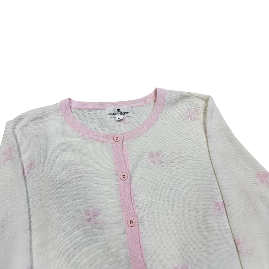 꾸레쥬 빈티지 화이트 핑크 가디건 상품이미지2