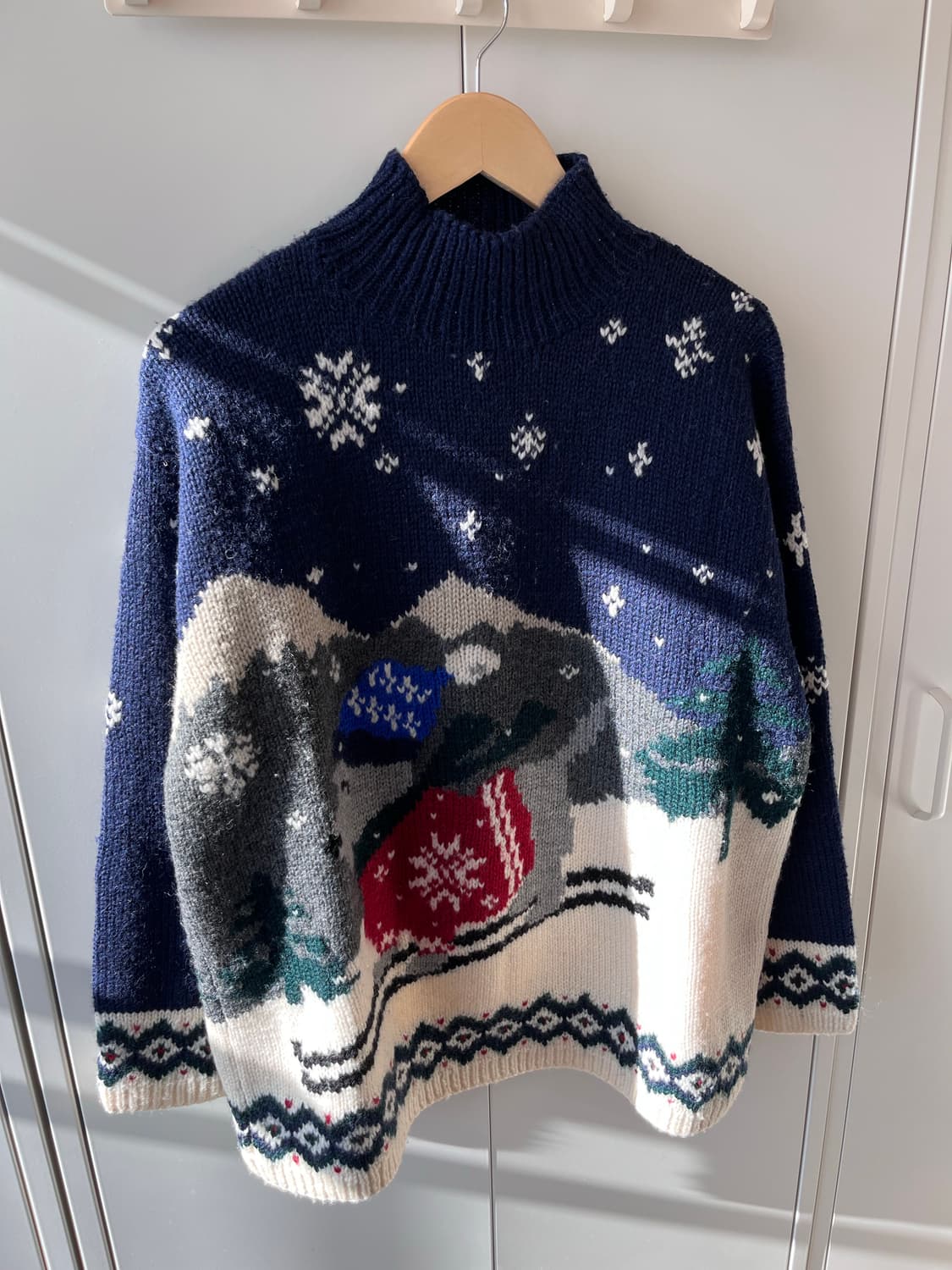 (Rare) 90' 폴로 랄프로렌 눈꽃 썰매 강아지 울니트  상품이미지5