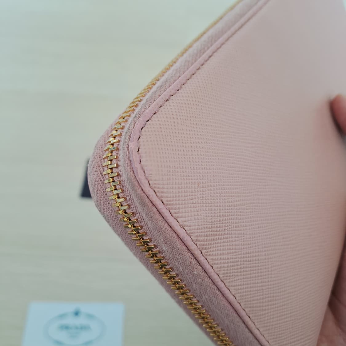 [100%/정품] 프라다 사피아노 핑크 지퍼 장지갑, 프라다지갑 상품이미지9