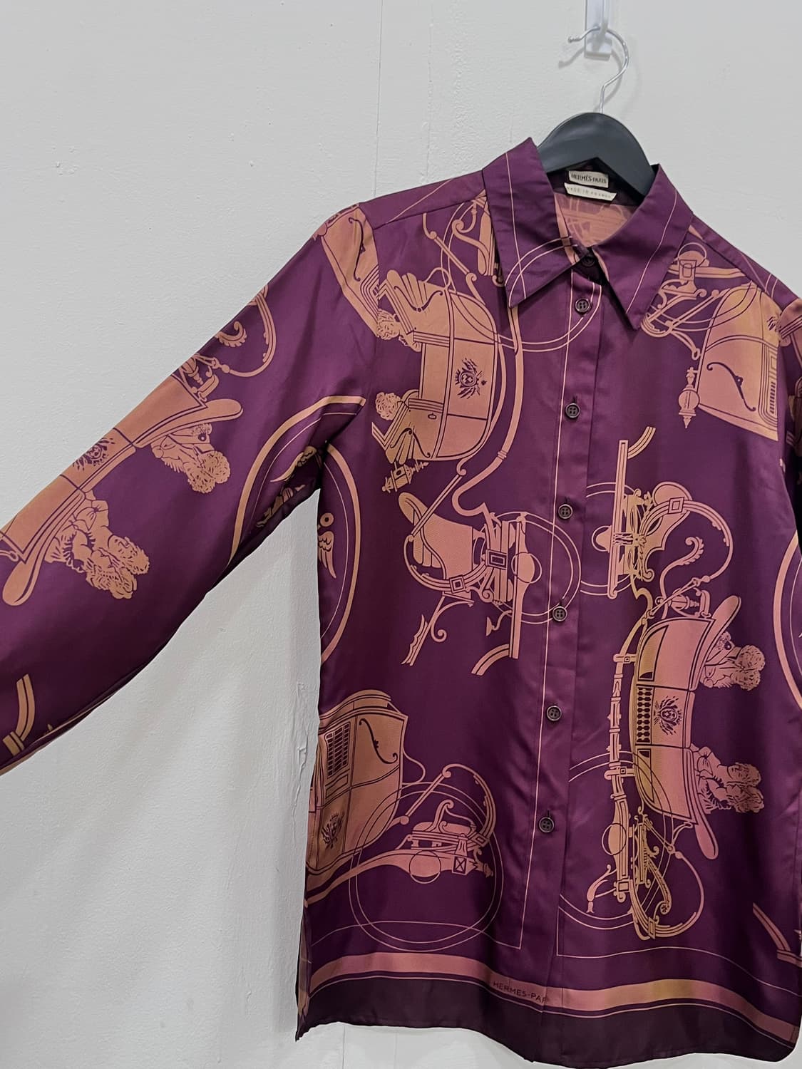 에르메스 90s 빈티지 실크 패턴 셔츠 상품이미지5