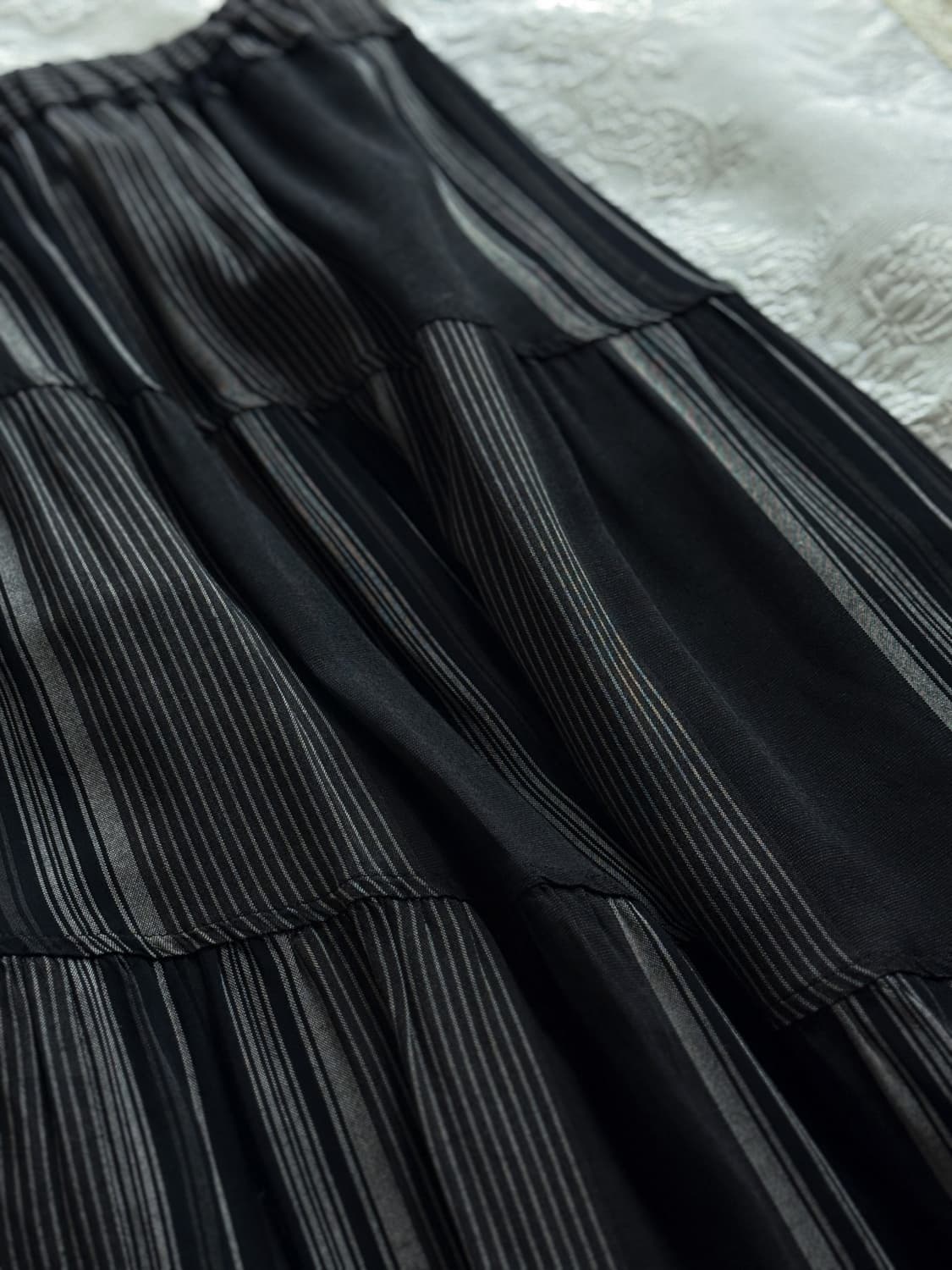 Striped Unbalanced Tiered Skirt 0218 상품이미지4