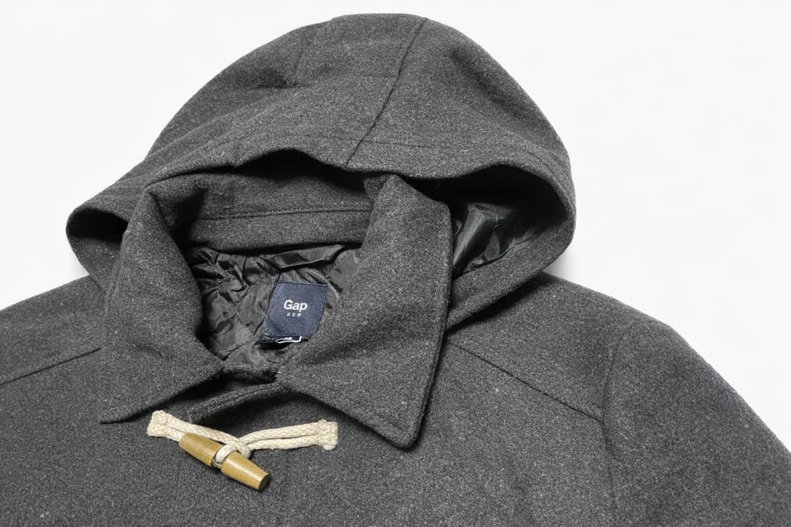 JPN 일본 빈티지 GAP 울 블렌드 멜톤 후드 더플코트 떡볶이코트 M 상품이미지4