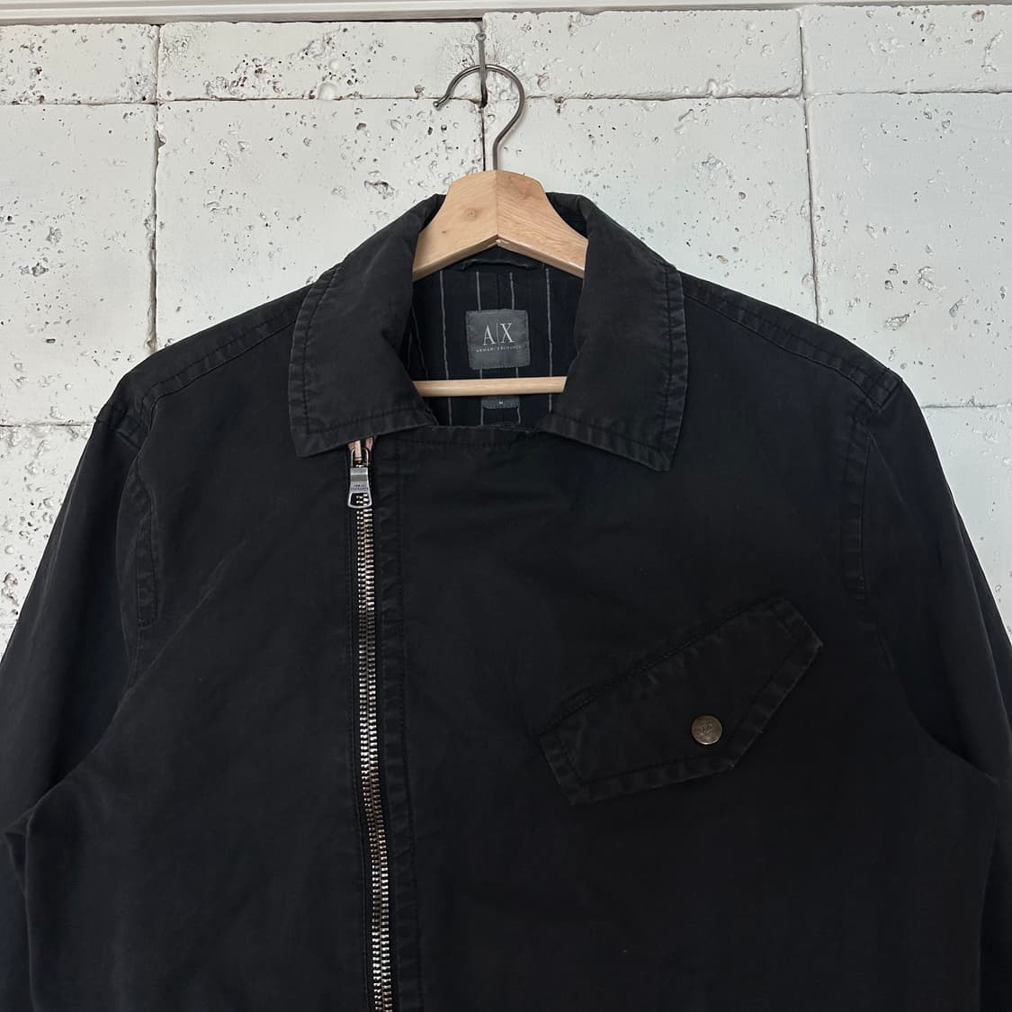 M 아르마니 워시드 라이더 자켓 블랙 상품이미지2