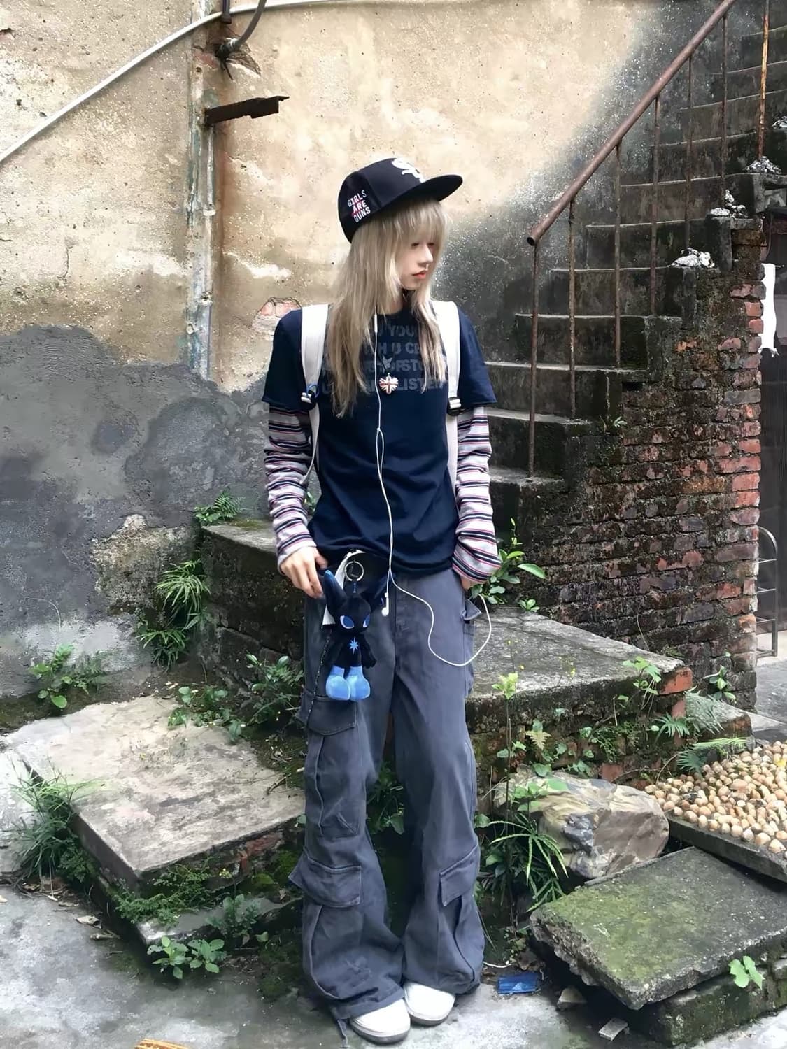Retro Stripe Patchwork Layered Long Slee 상품이미지9