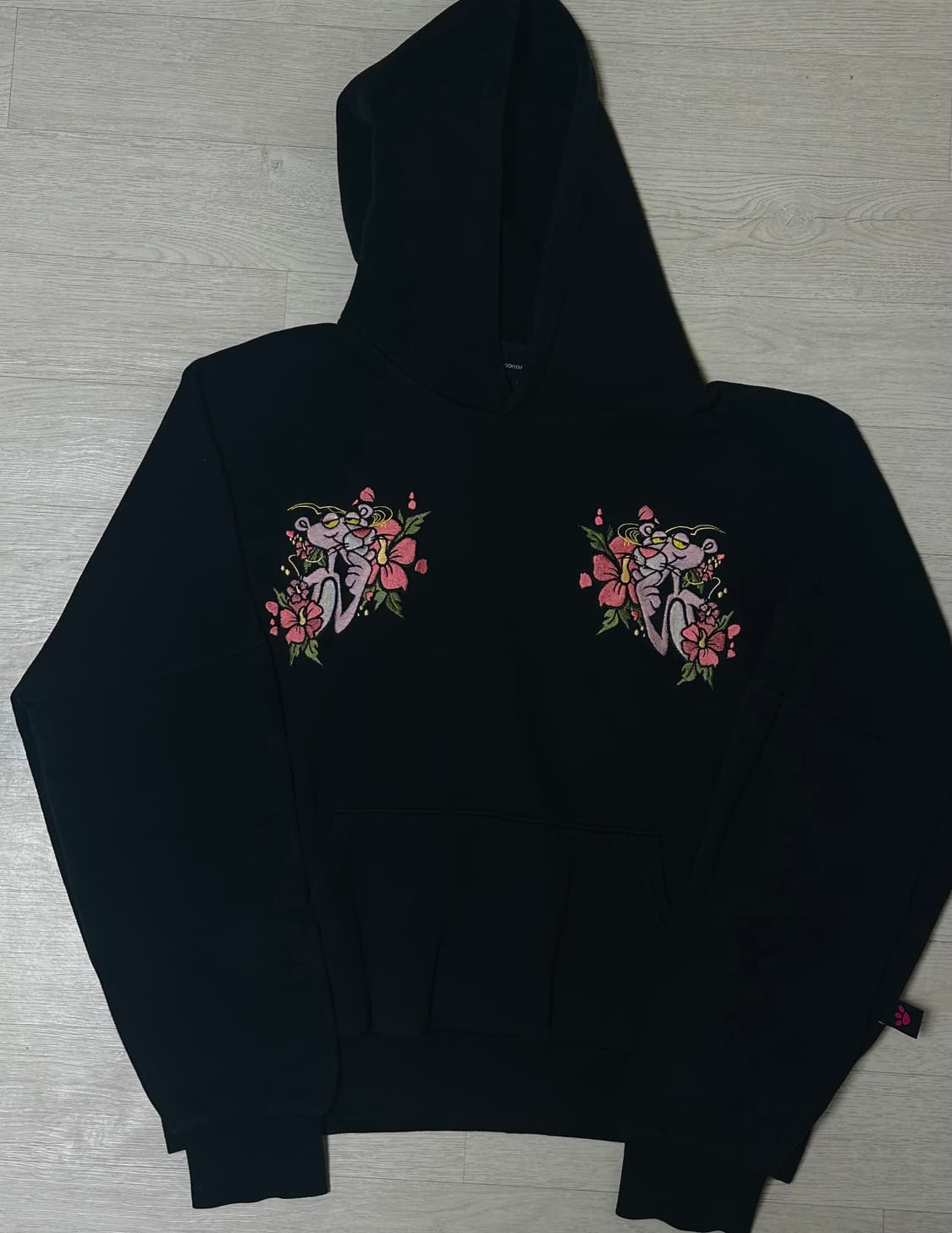 참스 핑크팬더 기모 후드티 블랙 상품이미지1