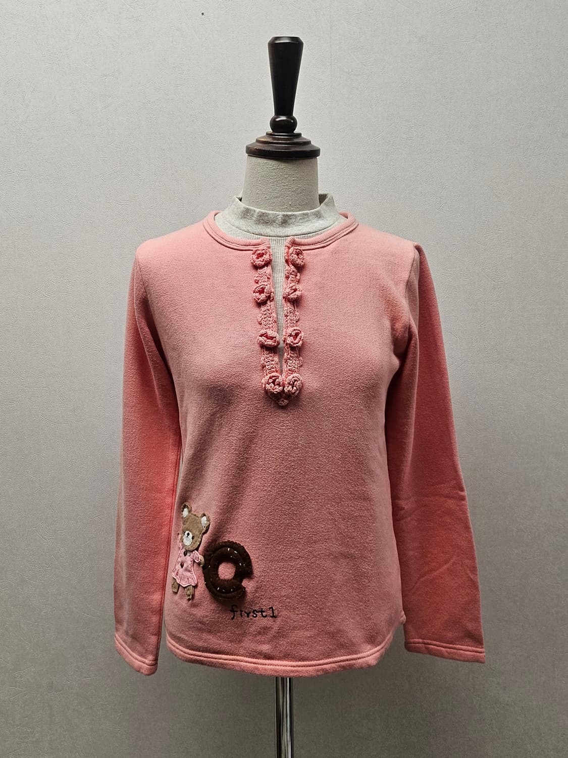 퍼스트원 빈티지 약기모 쿠킹클래스 곰순이 패치 티셔츠 S 44 상품이미지2