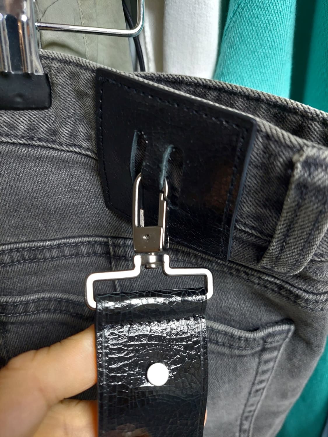 우영미 바이커진 블랙 워싱 데님 46 상품이미지4