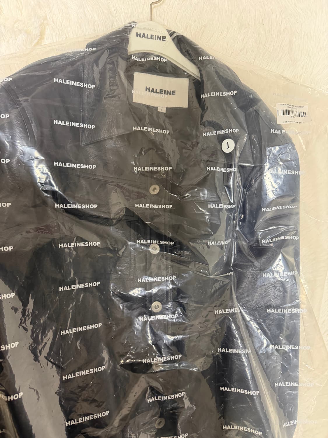 알렌느 트러커 레더 자켓 1사이즈 네이비 상품이미지3