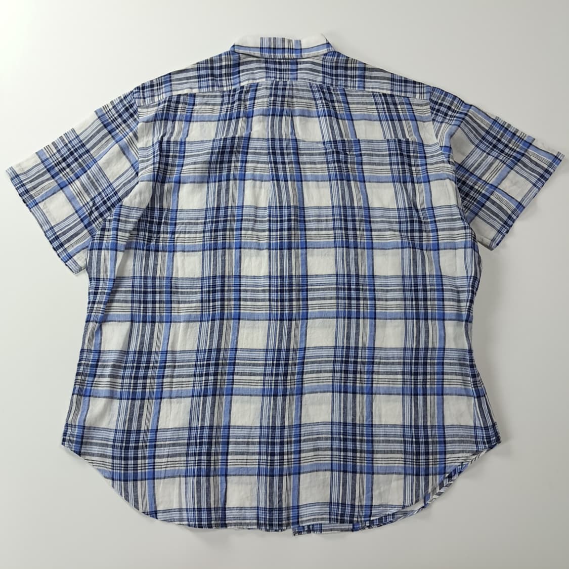 CK983 2XL 폴로 린넨 블루 마드라스 반팔 셔츠 남방 상품이미지7