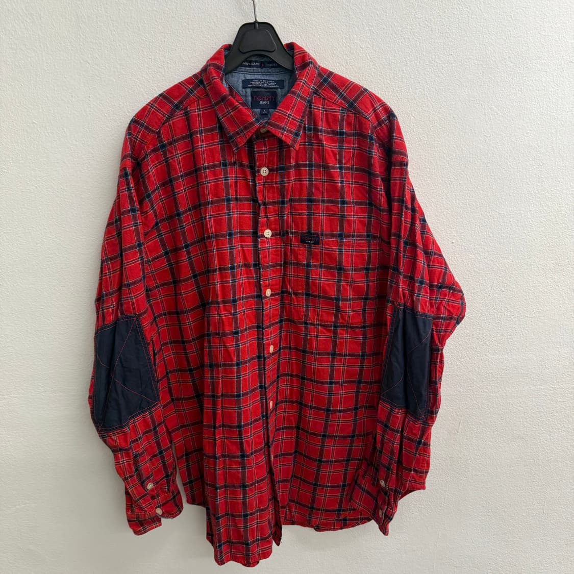 타미진스 엘보우 패치 스몰로고 플란넬 체크 셔츠 L 상품이미지1