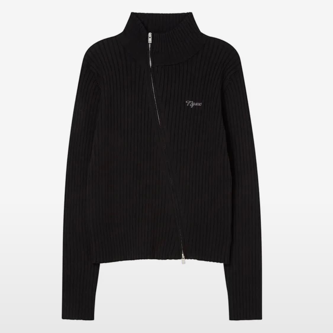 엔와이엑스엑스 RIBBED OBLIQUE KNIT ZIP-UP BLACK 상품이미지1