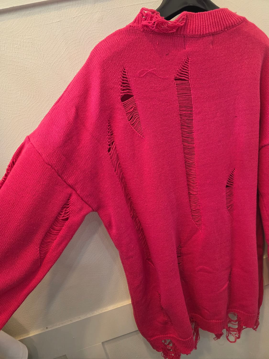 빈티지 펑키 Baby! 박시 핑크색 니트 상품이미지7