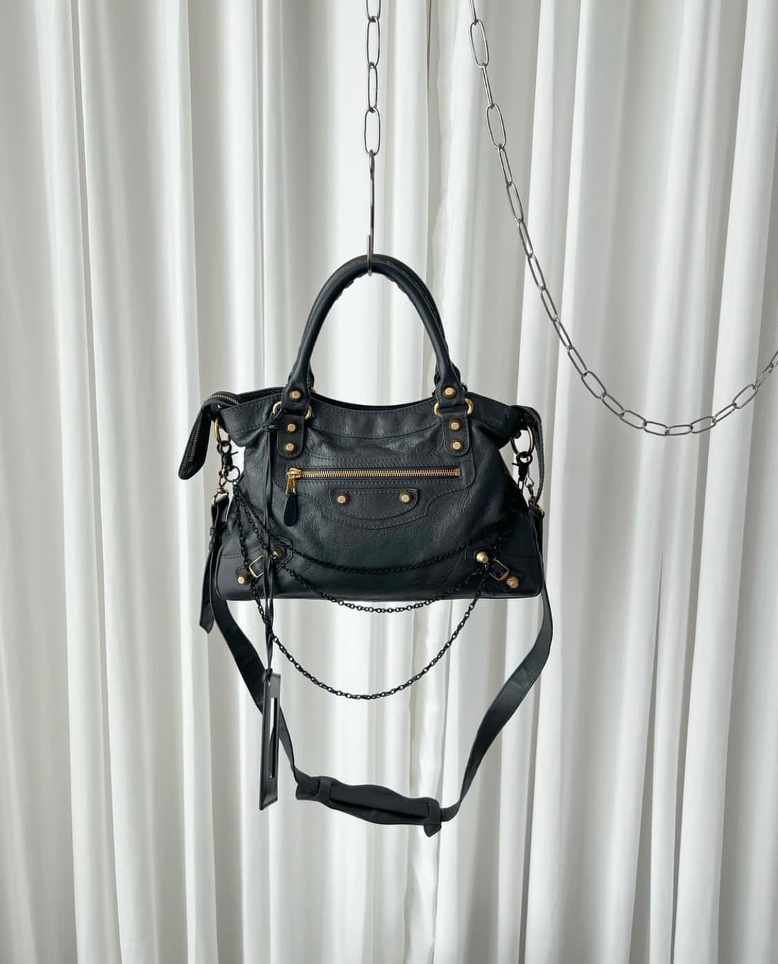 던지는가격.급처) 발렌시아가 퍼스트 시티 모터백 - 차콜 상품이미지2