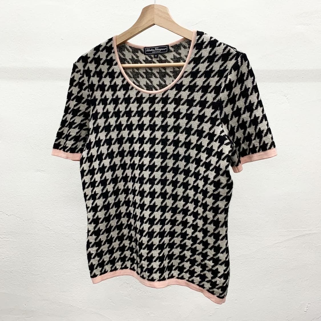 살바토레 페라가모 하운드 투스 체크 시보리 하프 니트 상품이미지1