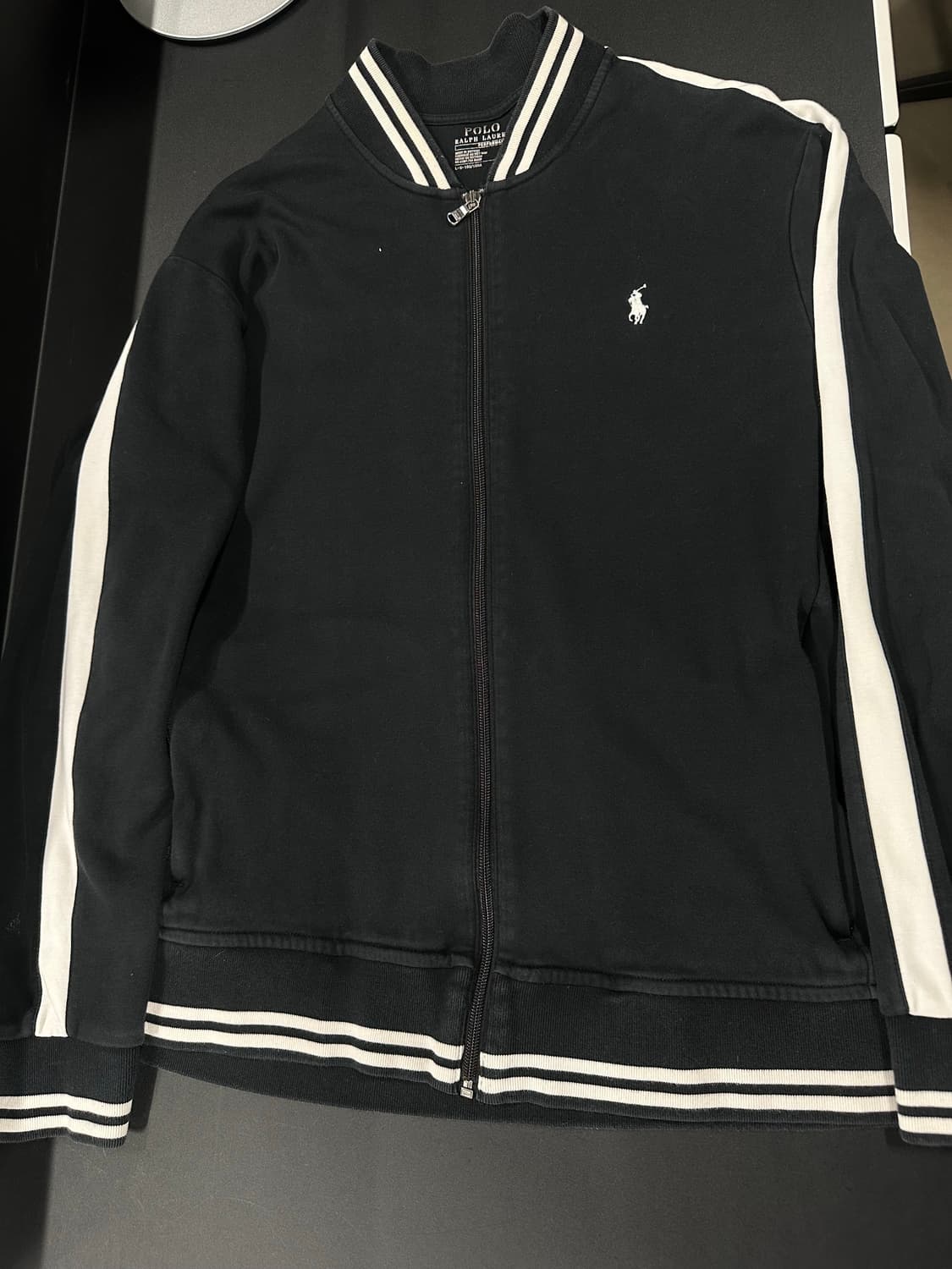 폴로 랄프로렌 블랙 화이트 면집업 져지 상품이미지4