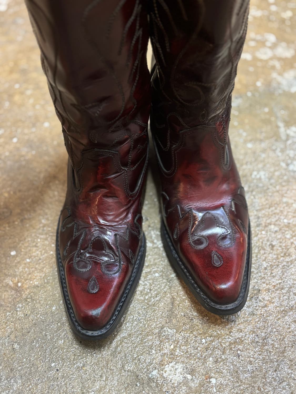 빈티지 웨스턴 부츠 버건디 상품이미지7
