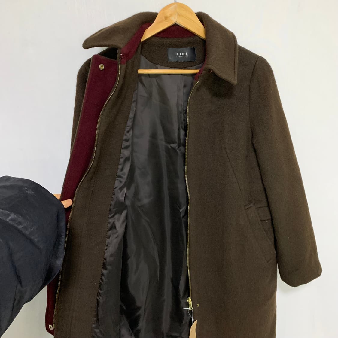 TIME 타임 한섬 빈티지 모직 코트 다크 브라운 상품이미지7