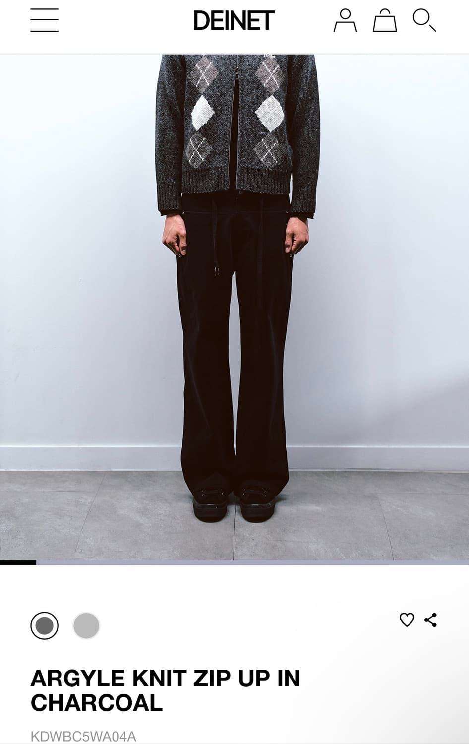 다이닛 ARGYLE KNIT ZIP UP IN CHARCOAL 상품이미지1