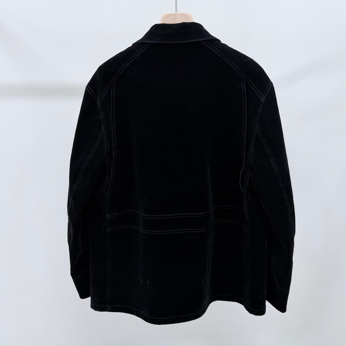 [S+급/56] 프라다 벨벳 데님 블루종 자켓 블랙 상품이미지5