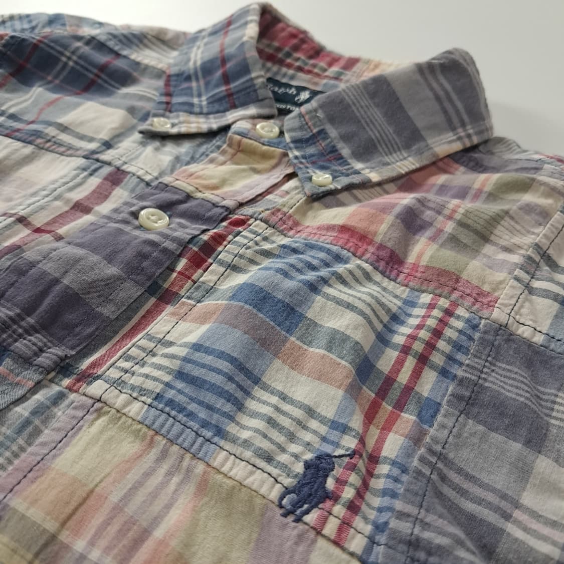 CK212 M 폴로 00s 패치워크 마드라스체크 반팔 셔츠 남방 상품이미지4