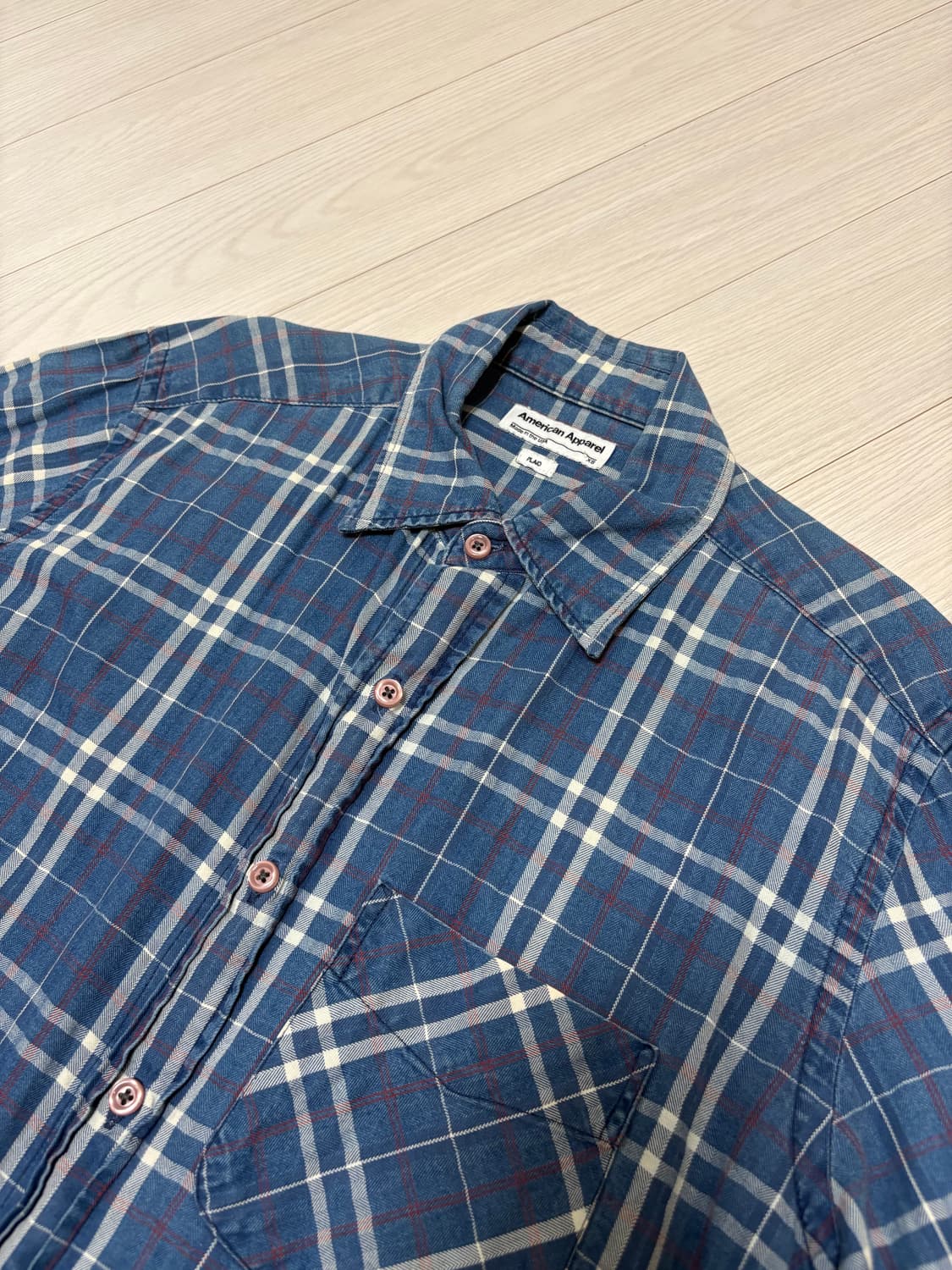 빈티지 아메리칸 어패럴 XS 데님 체크 셔츠 폴로 랄프로렌 셔츠 상품이미지1
