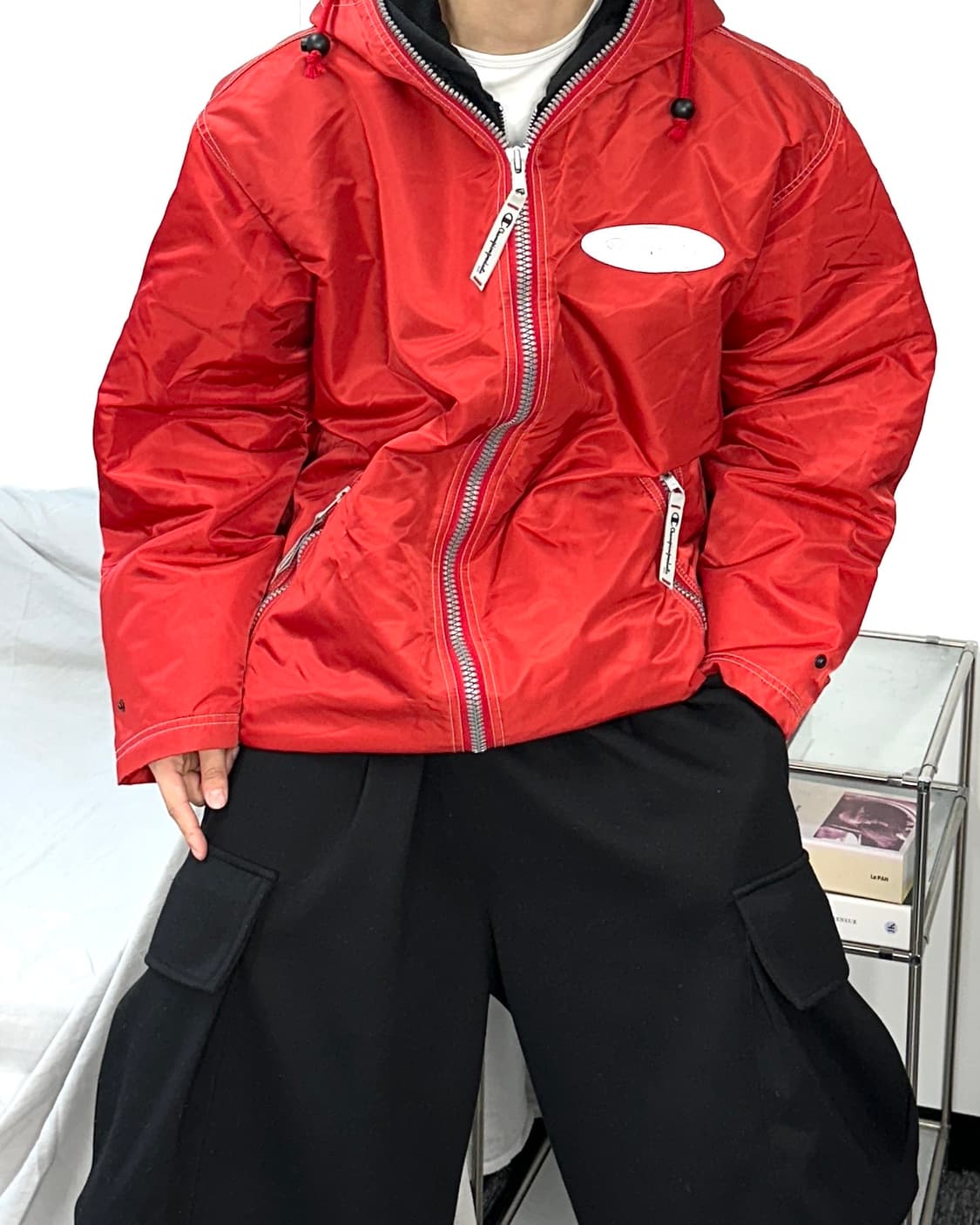 챔피온 90s 레드 실버 로고 점퍼 M 상품이미지2