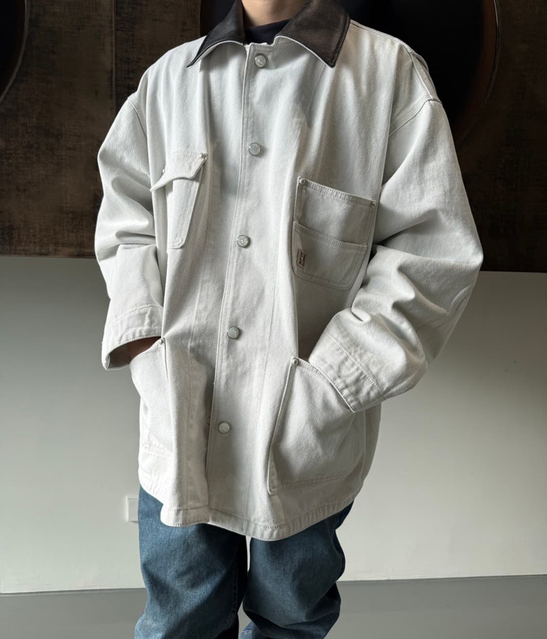 [50] 우영미 25SS 화이트 레더 칼라 데님 코트 - 50% 할인가 상품이미지7