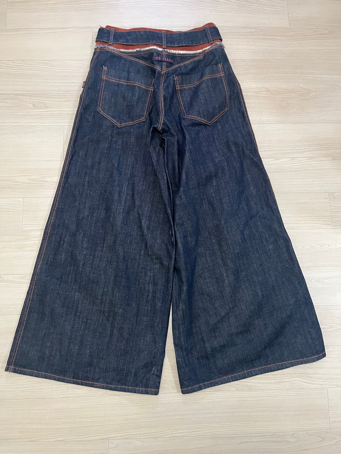 27 장폴고티에 레더 웨이스트 벨트 슈퍼 와이드 데님 팬츠 상품이미지5