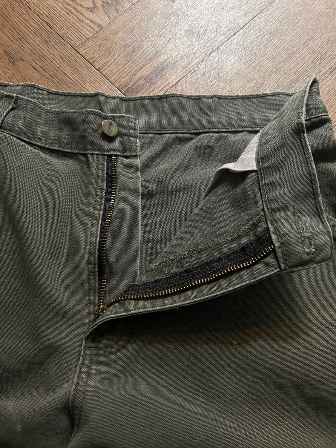 [31]칼하트 USA 빈티지 페인팅 모스그린 카펜터 워크 팬츠 M6 상품이미지3