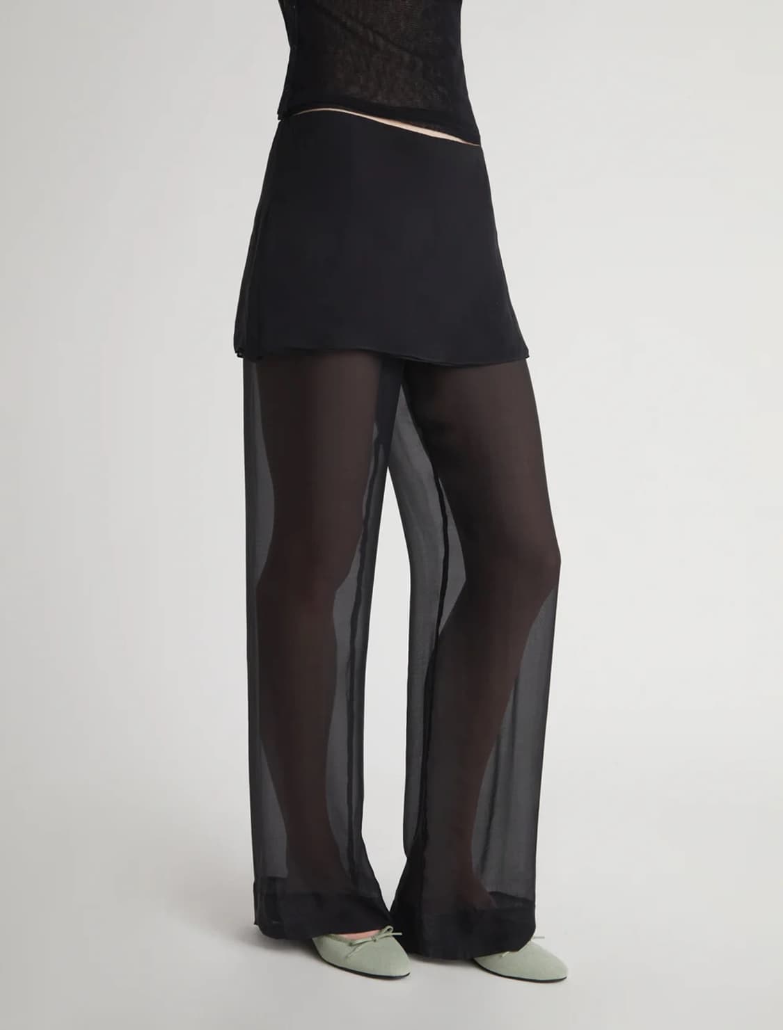 [34,36,48]팔로마울 Silk Archive 스커트 팬츠/블랙 상품이미지3