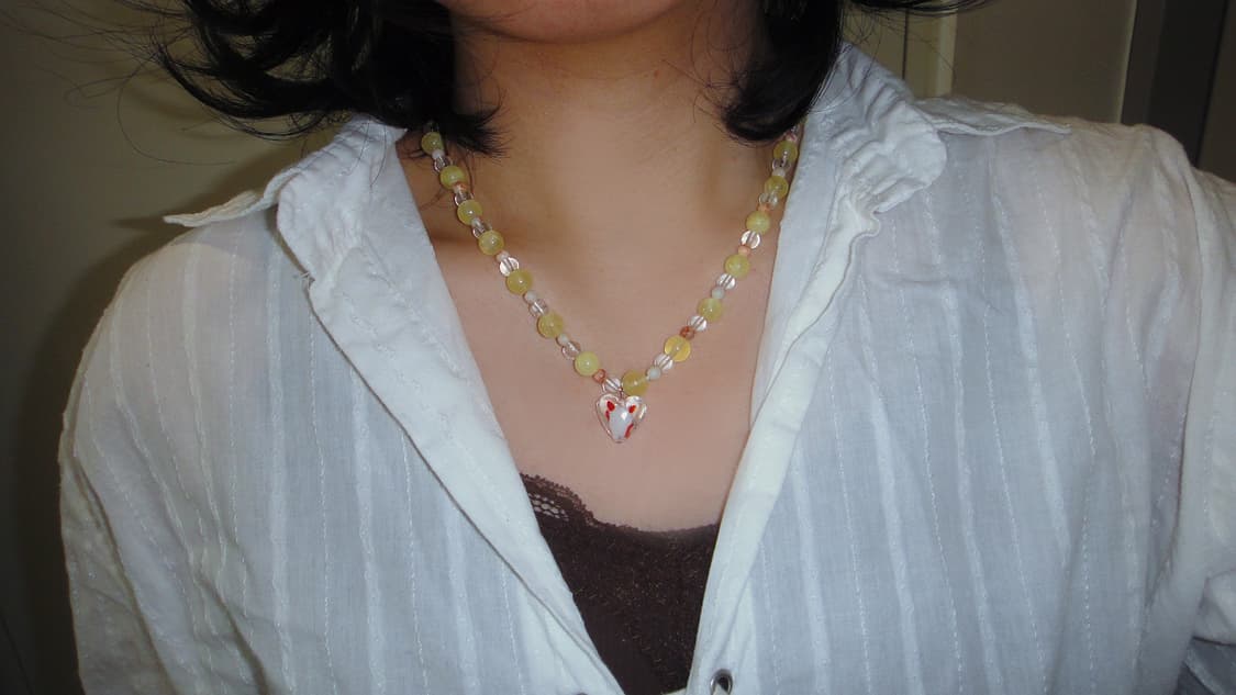 빈티지 비즈 목걸이 big heart necklace 상품이미지2