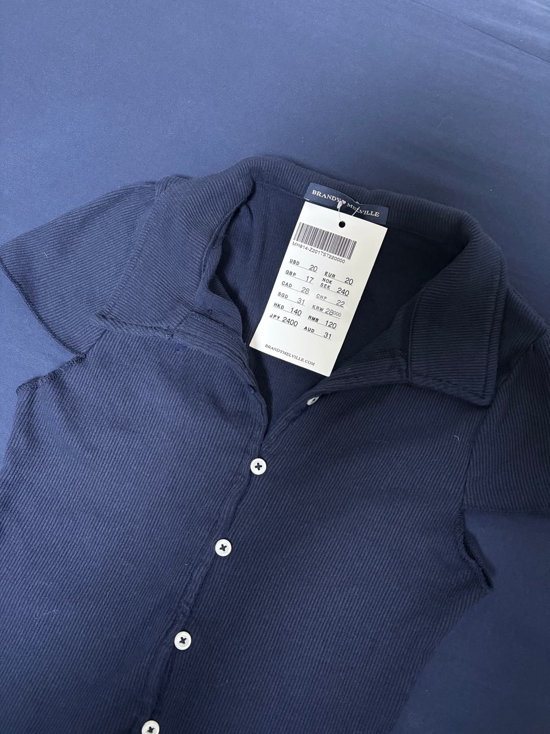 브랜디멜빌 네이비 골지 반팔 상품이미지2