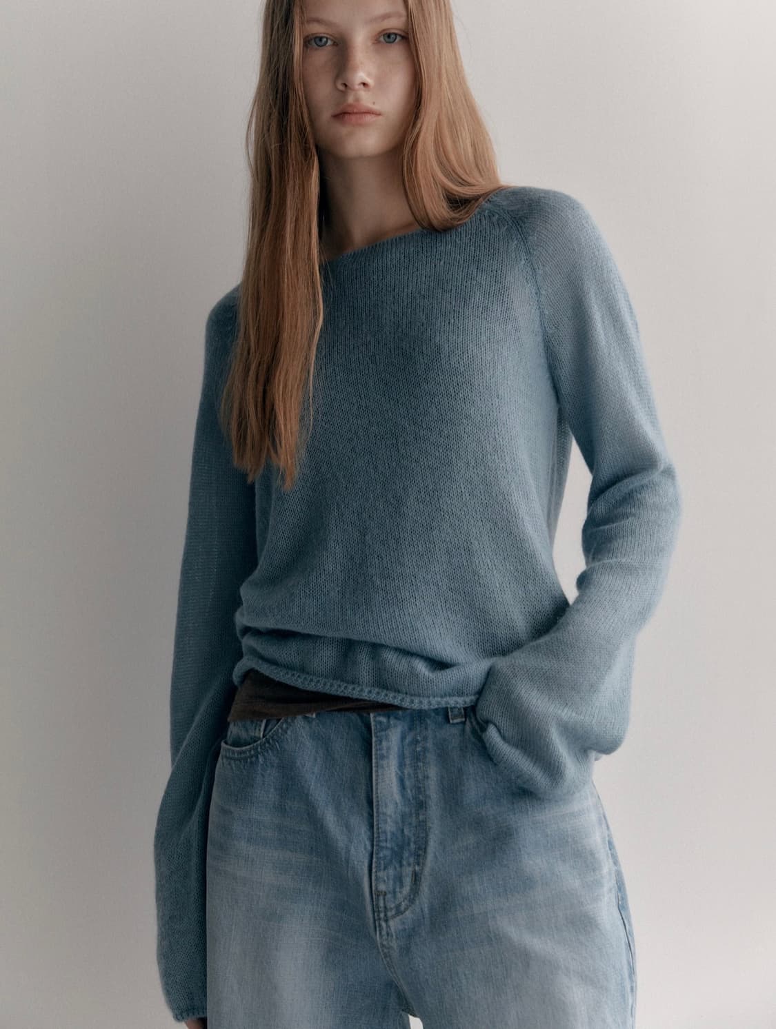 로우클래식 KIDMOHAIR SWEATER 블루 상품이미지3