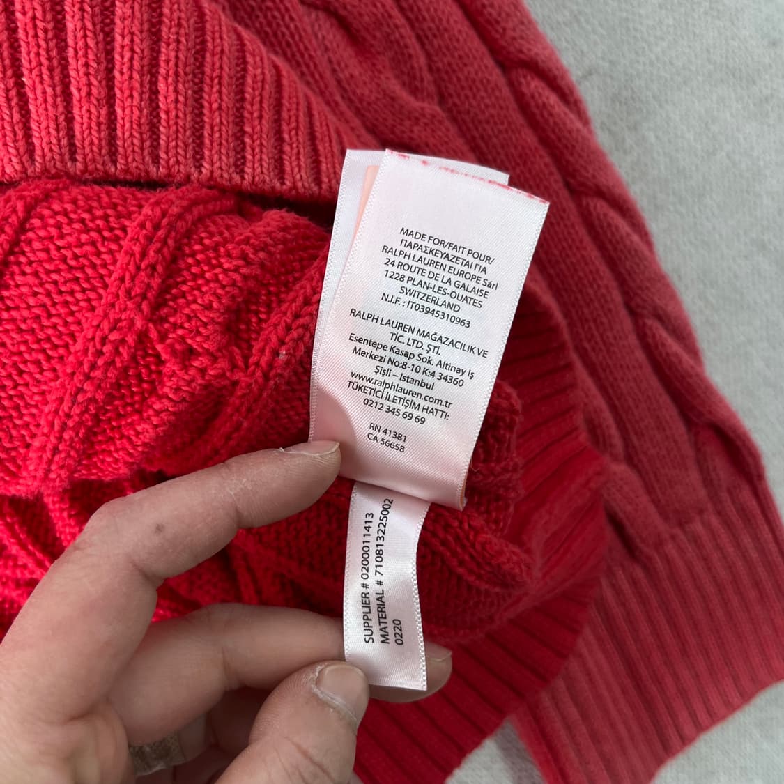 110 폴로랄프로렌 레드 꽈배기 니트 상품이미지6