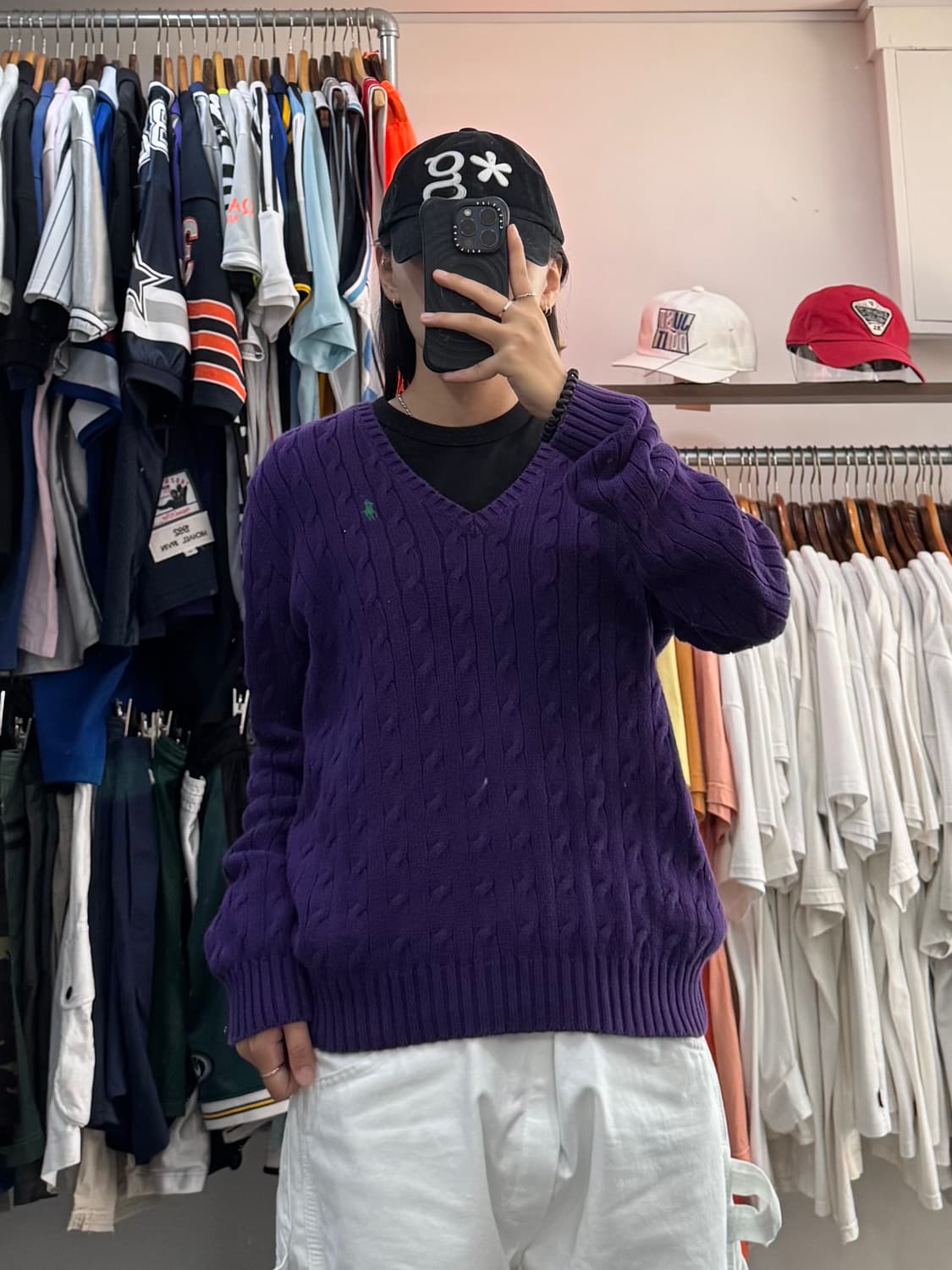 00s 폴로 스포츠 우먼스 꽈배기 니트 퍼플 상품이미지4
