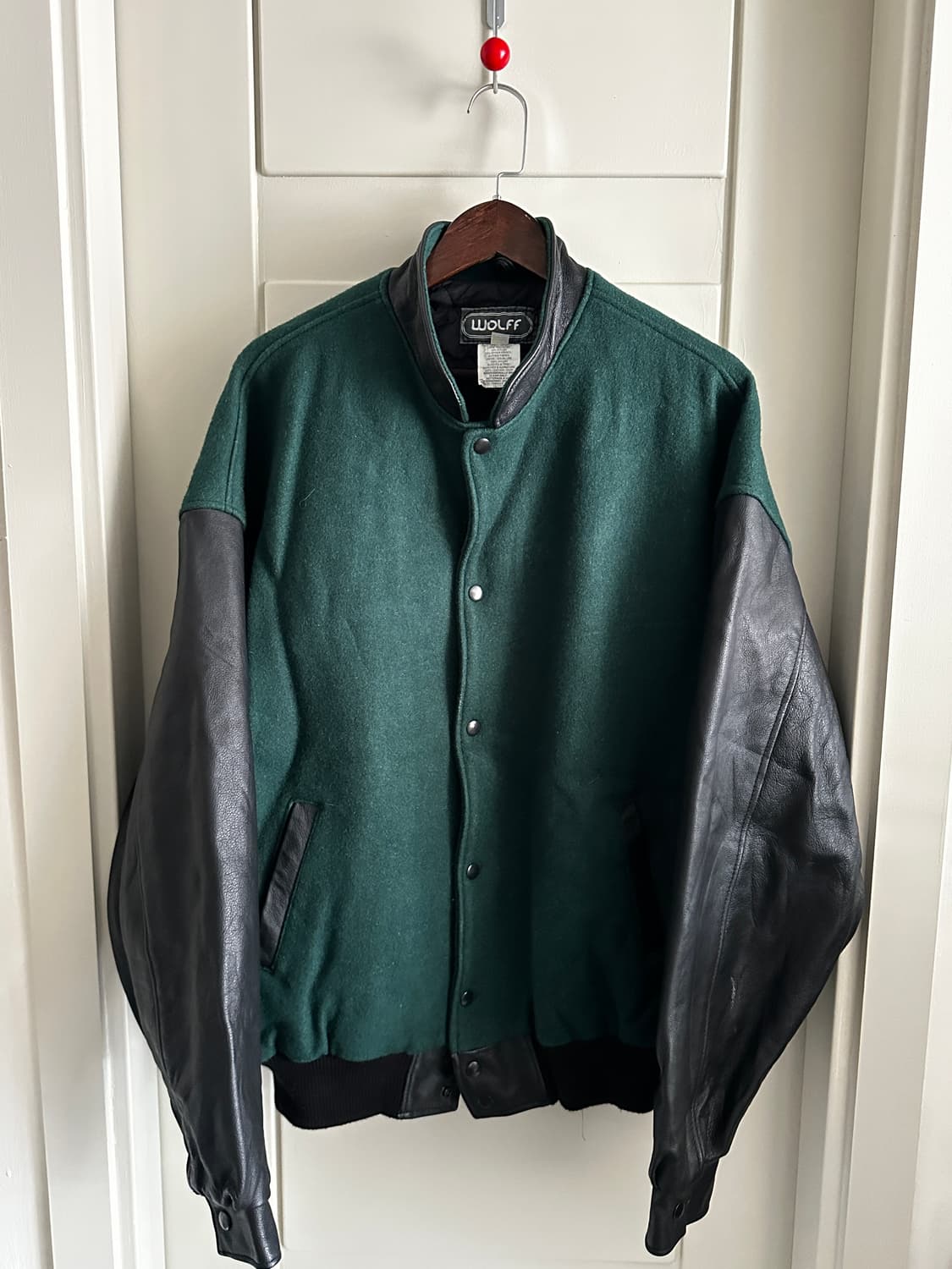 WOLFF 레더 슬리브 바시티 자켓 Made in Canada 상품이미지2