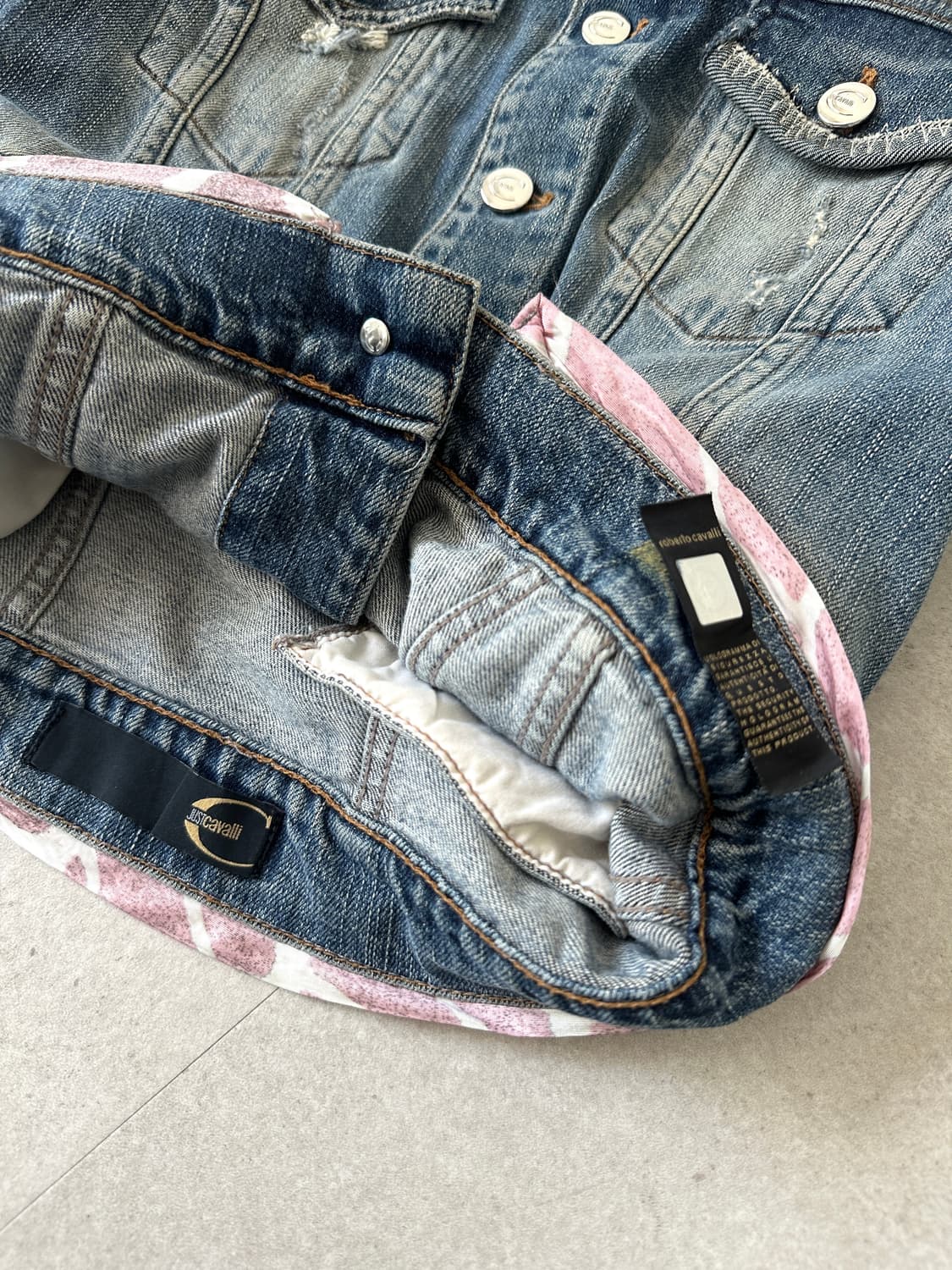 카발리 2000s 핑크 카모 레이어드 데님 자켓 상품이미지8