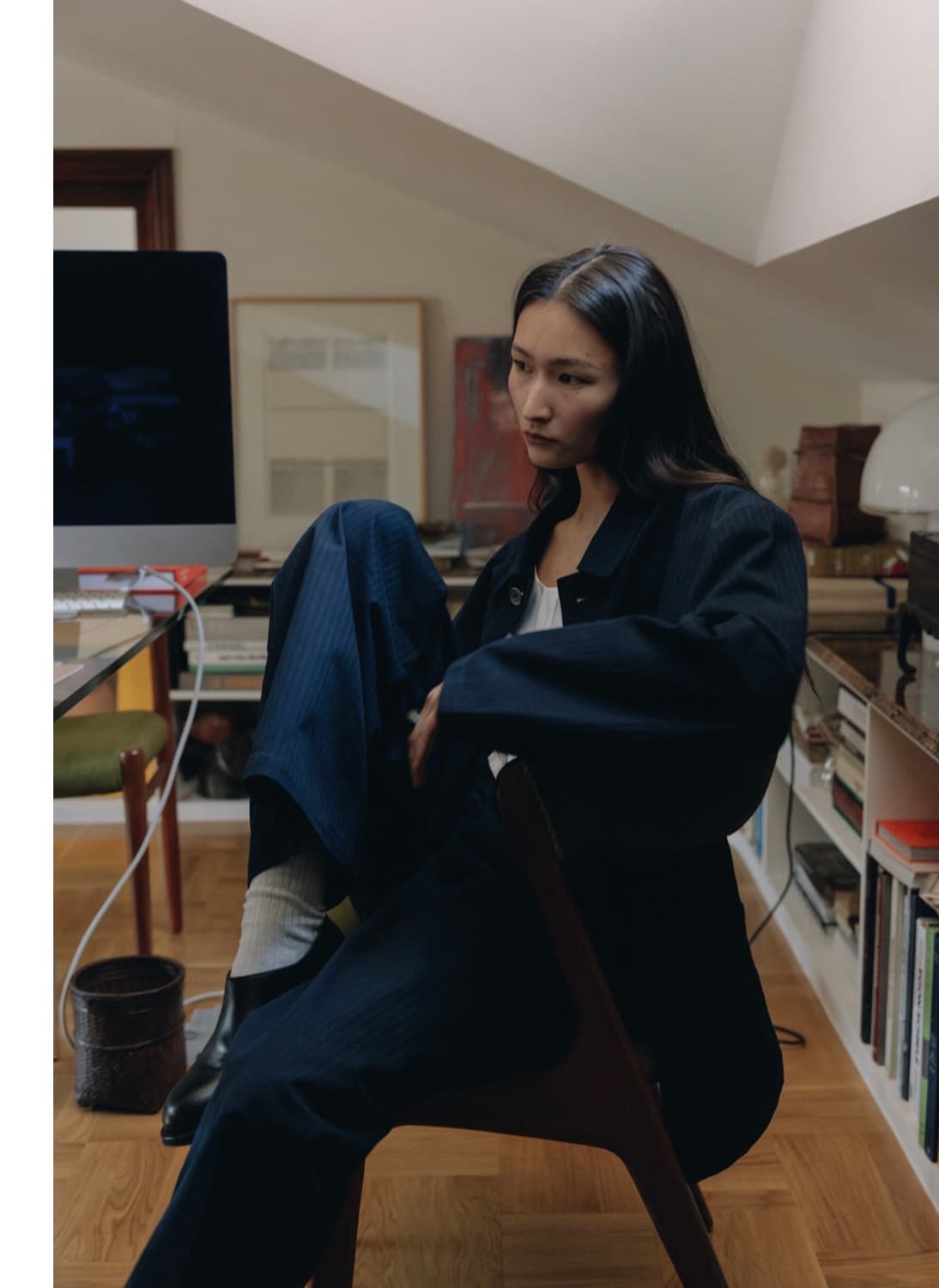 새상품) 파르벵 farven 헤링본 워크 네이비 자켓+팬츠 M 세트 상품이미지9