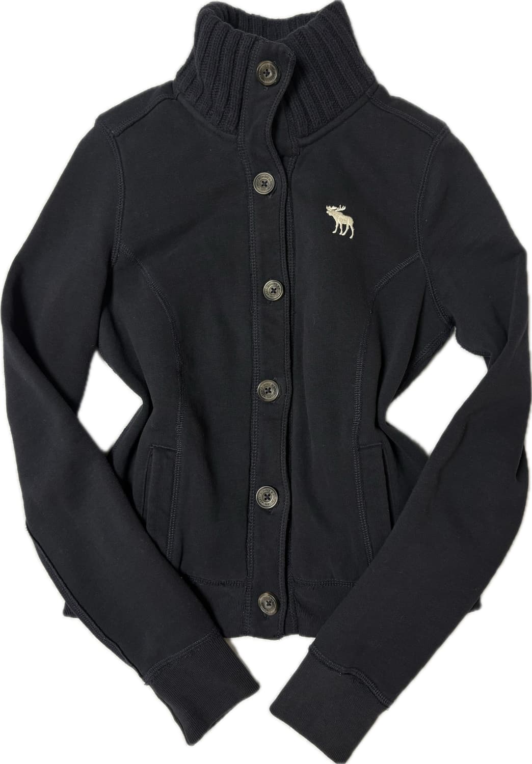 아베크롬비 양털 하이넥 버튼집업 네이비 S 상품이미지3